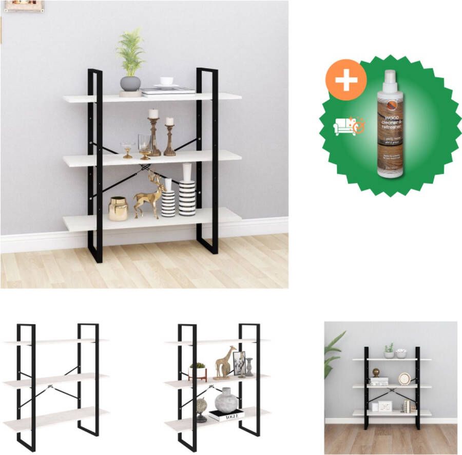 VidaXL Boekenkast met 3 schappen 100x30x105 cm massief grenenhout wit Kast Inclusief Houtreiniger en verfrisser