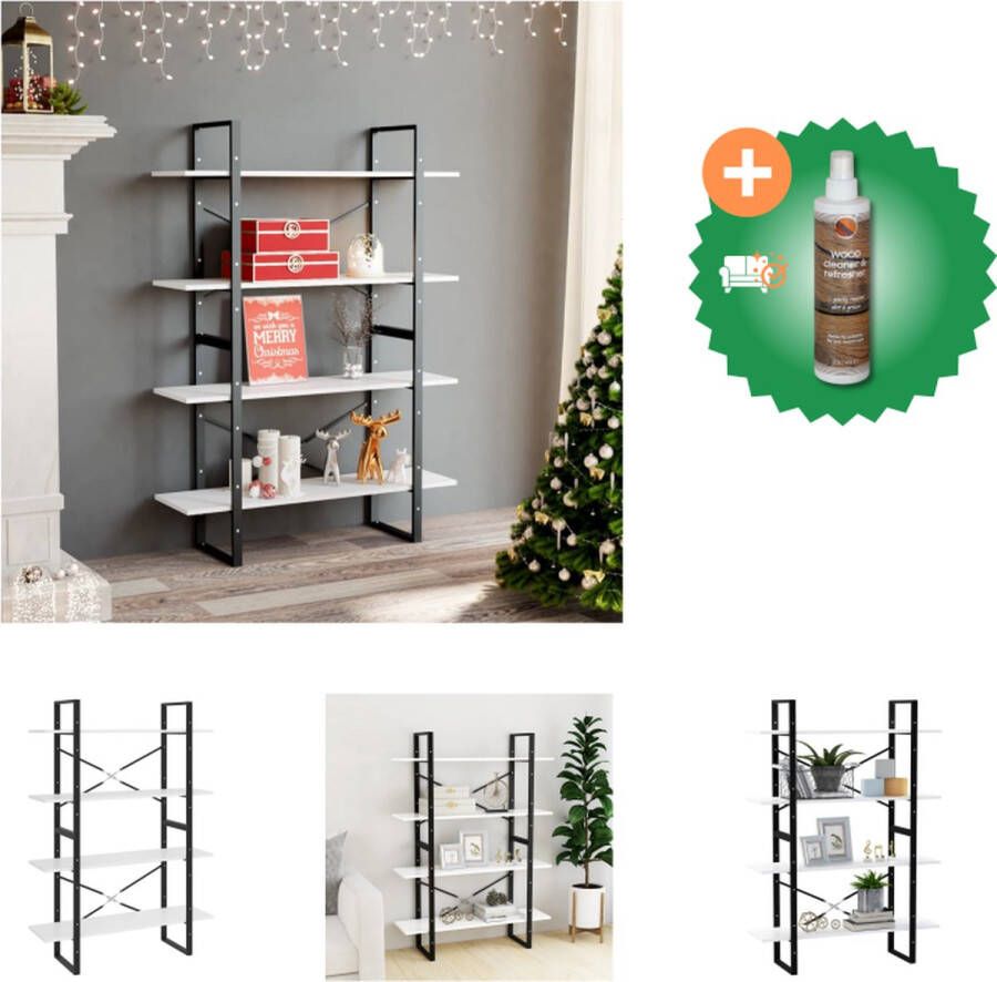 VidaXL Boekenkast met 4 schappen 100x30x140 cm spaanplaat wit Kast Inclusief Houtreiniger en verfrisser