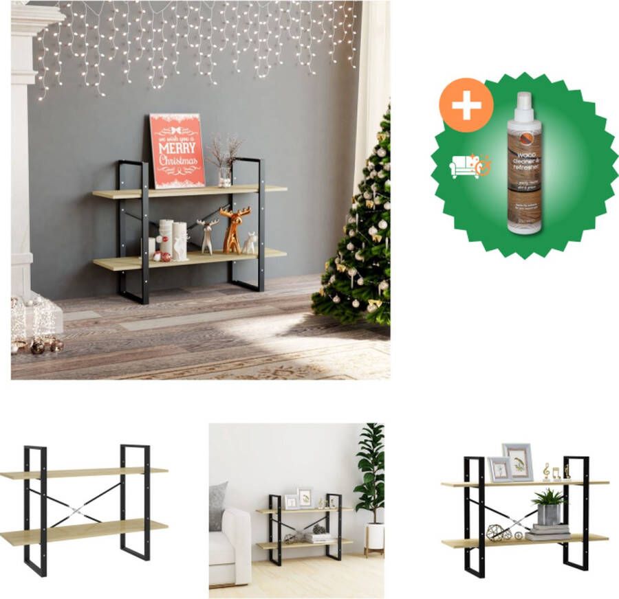 VidaXL Boekenkast met 2 schappen 100x30x70 cm spaanplaat sonoma eiken Kast Inclusief Houtreiniger en verfrisser