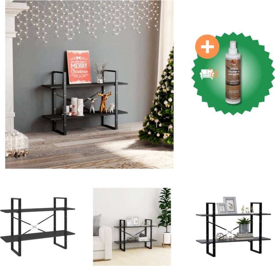 VidaXL Boekenkast met 2 schappen 100x30x70 cm spaanplaat grijs Kast Inclusief Houtreiniger en verfrisser