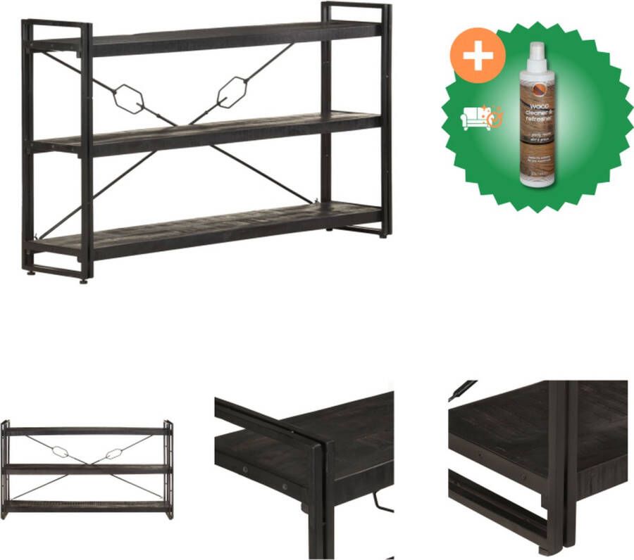 VidaXL Boekenkast met 3 schappen 140x30x80 cm massief mangohout Kast Inclusief Houtreiniger en verfrisser