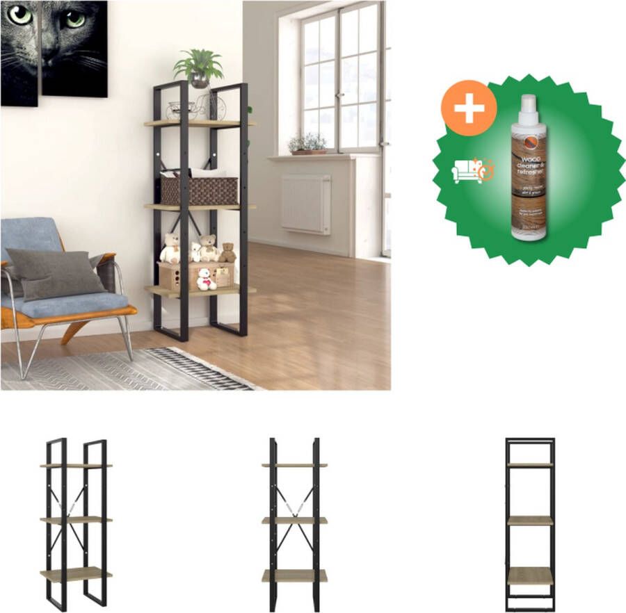 VidaXL Boekenkast met 3 schappen 40x30x105 cm spaanplaat sonoma eiken Kast Inclusief Houtreiniger en verfrisser