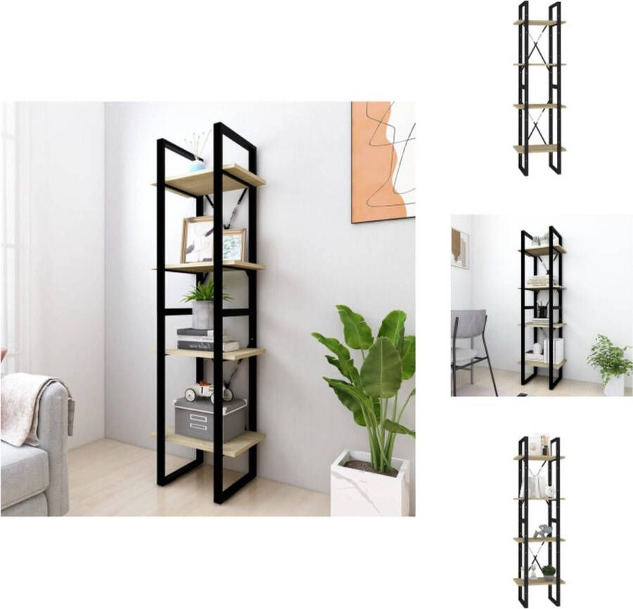 VidaXL Boekenkast Industrieel 40 x 30 x 140 cm Sonoma Eiken Spaanplaat en Metaal Kast