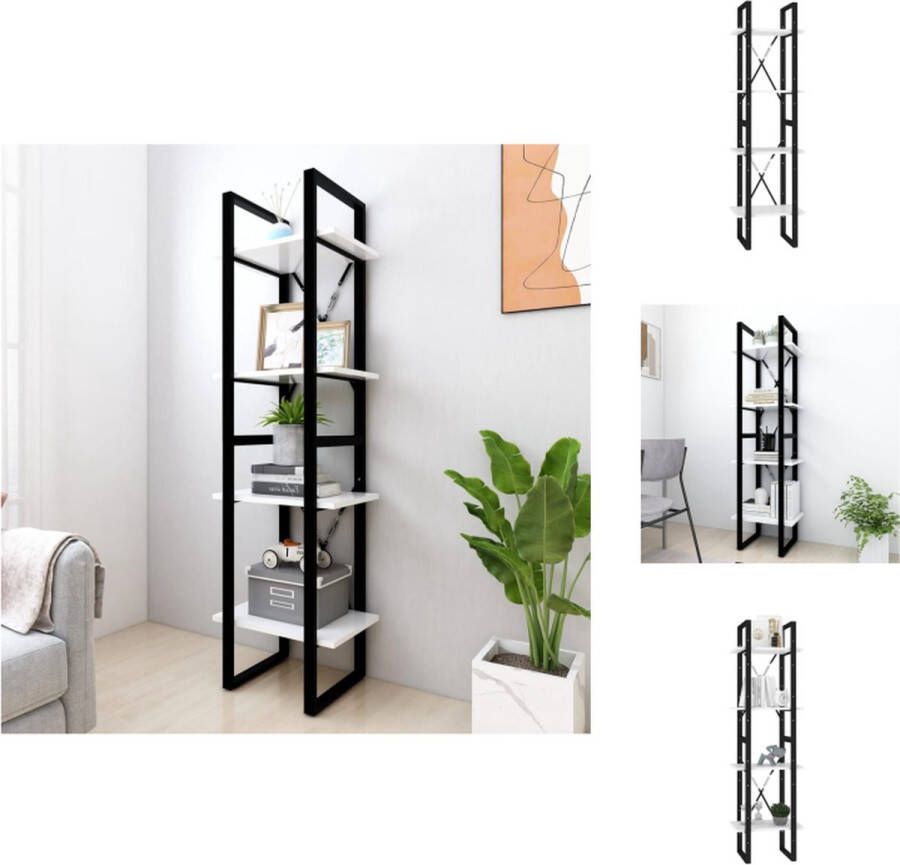 VidaXL Boekenkast Boekenkasten Kast Kasten Boekenkast met 4 schappen 40x30x140 cm bewerkt hout wit