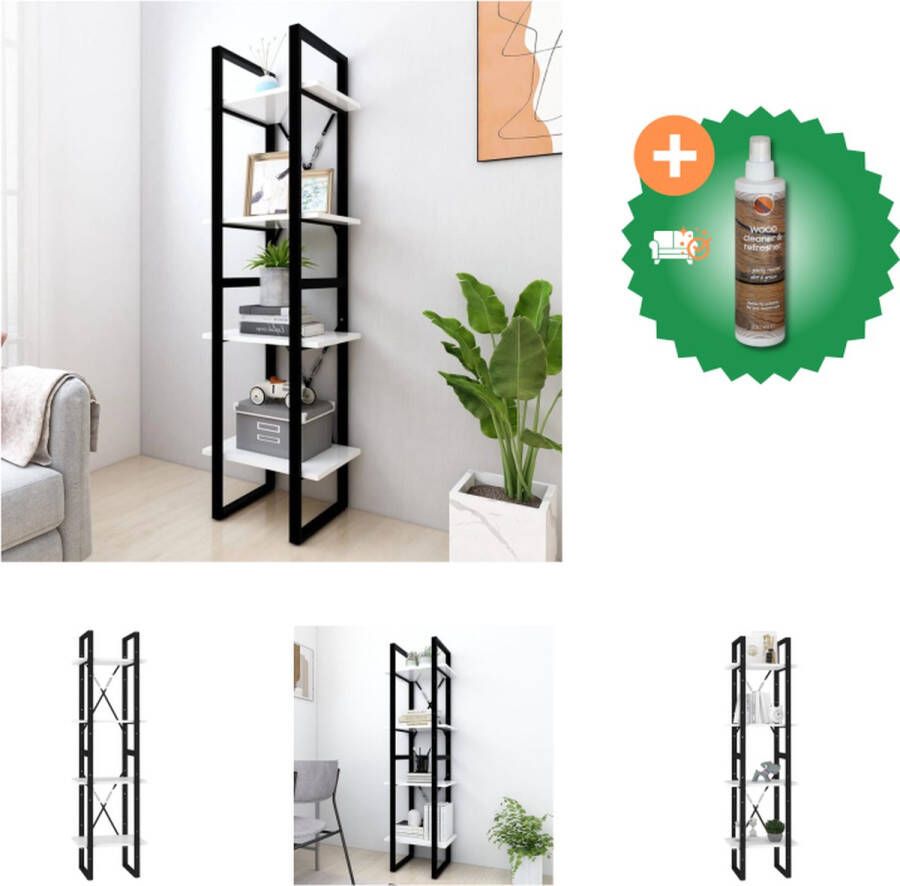 VidaXL Boekenkast Industrieel 40 x 30 x 140 Wit Bewerkt hout en metaal Kast Inclusief Houtreiniger en verfrisser