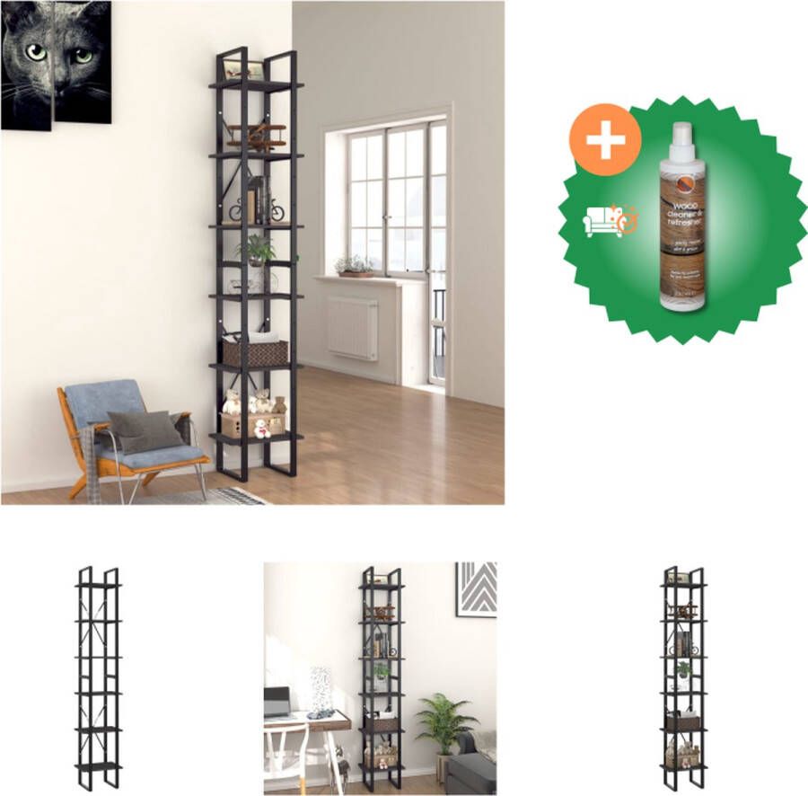 VidaXL Boekenkast Industrieel 40 x 30 x 210 cm Grijs Spaanplaat en metaal Kast Inclusief Houtreiniger en verfrisser
