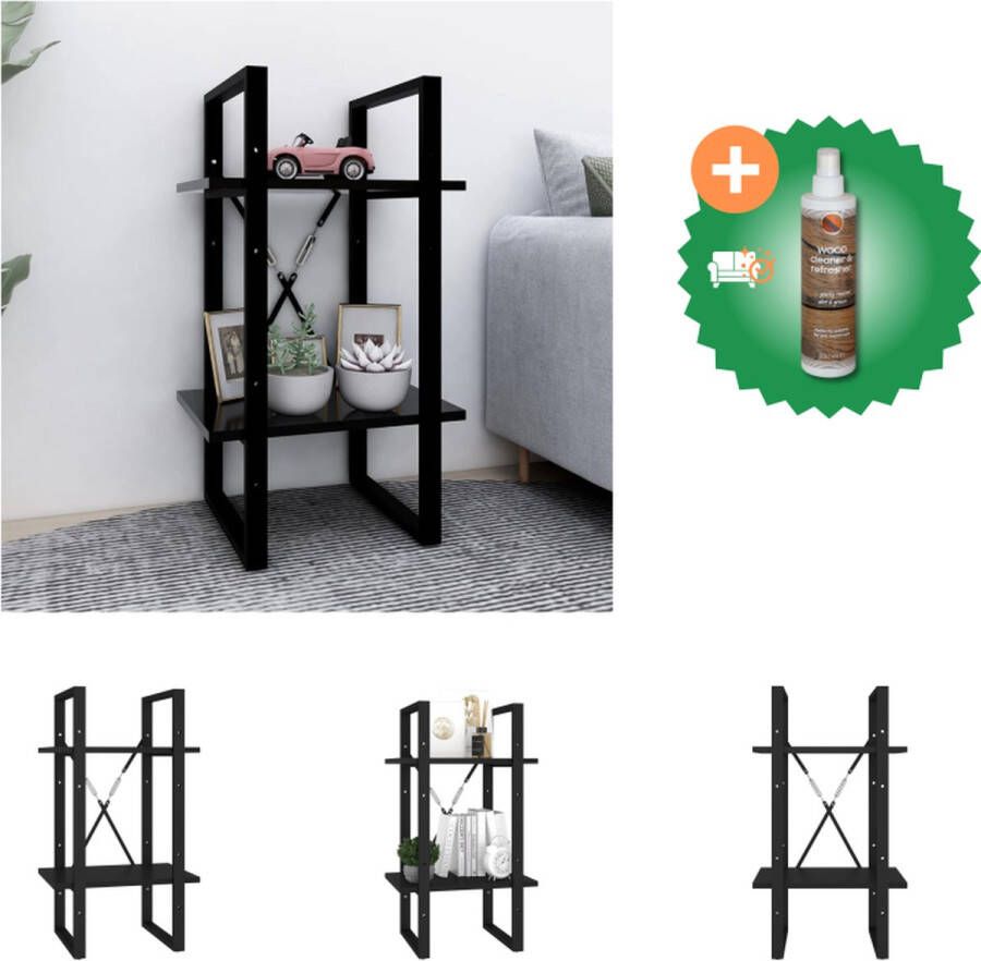 VidaXL Boekenkast met 2 schappen 40x30x70 cm spaanplaat zwart Kast Inclusief Houtreiniger en verfrisser