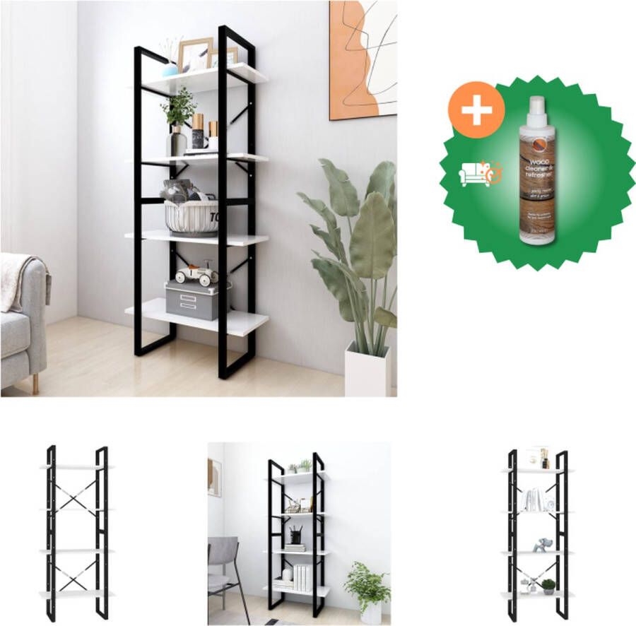 VidaXL Boekenkast Industrieel 60 x 30 x 140 cm wit spaanplaat metaal Kast Inclusief Houtreiniger en verfrisser