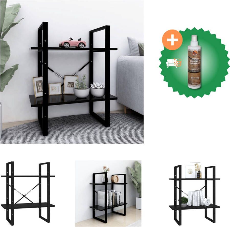 VidaXL Boekenkast Industrieel 60 x 30 x 70 cm Zwart Spaanplaat Metaal Kast Inclusief Houtreiniger en verfrisser