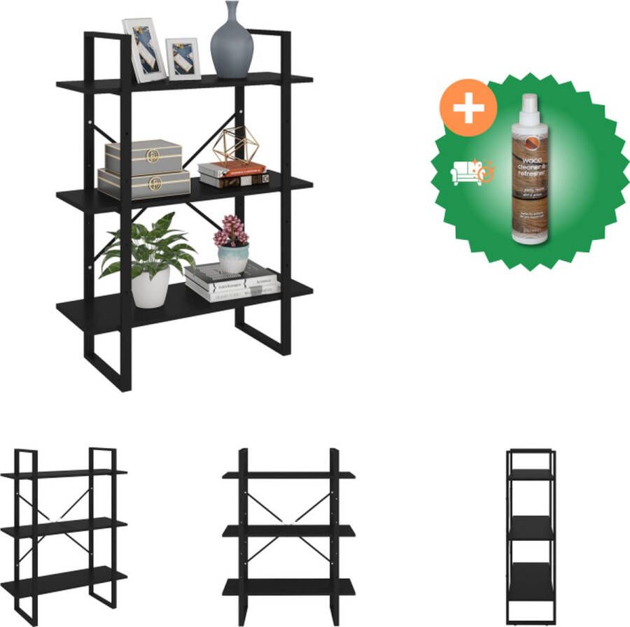 VidaXL Boekenkast Industrieel 80 x 30 x 105 cm Zwart Kast Inclusief Houtreiniger en verfrisser