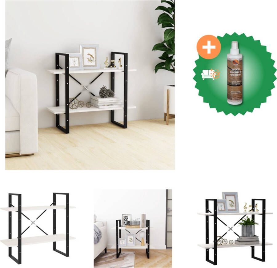 VidaXL Boekenkast Industrieel 80 x 30 x 70 cm Wit Massief Grenenhout Kast Inclusief Houtreiniger en verfrisser