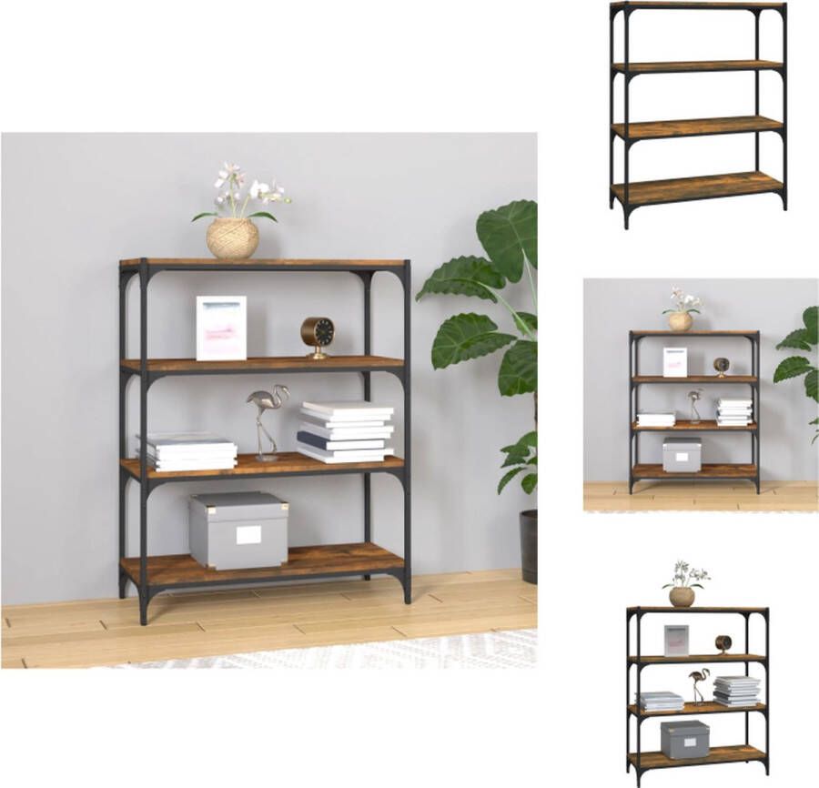 VidaXL Boekenkast Boekenkasten Boekenplank Boekenkast 80x33x100 cm bewerkt hout en staal gerookt eiken
