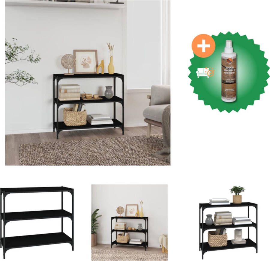 VidaXL Boekenkast 80x33x70-5 cm bewerkt hout en staal zwart Kast Inclusief Houtreiniger en verfrisser