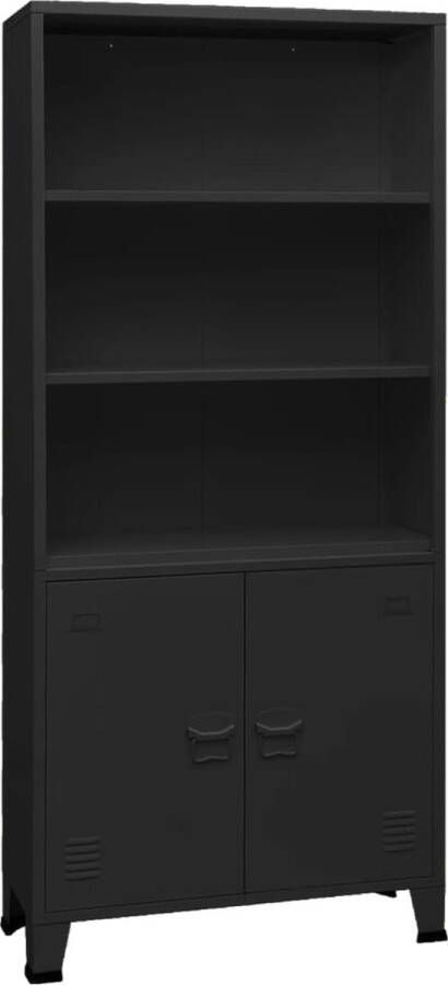 VidaXL -Boekenkast-industrieel-80x32x180-cm-staal-zwart