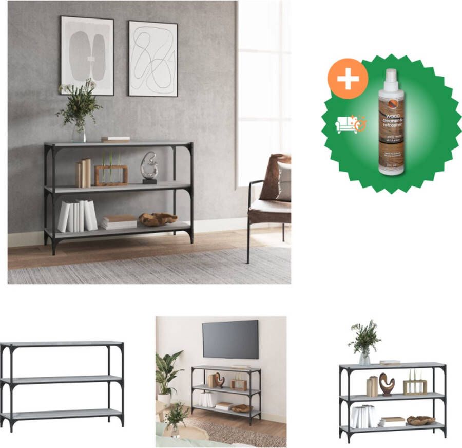 VidaXL Boekenkast Industrieel Grijs Sonoma Eiken 100 x 33 x 70.5 cm Duurzaam hout en staal Kast Inclusief Houtreiniger en verfrisser