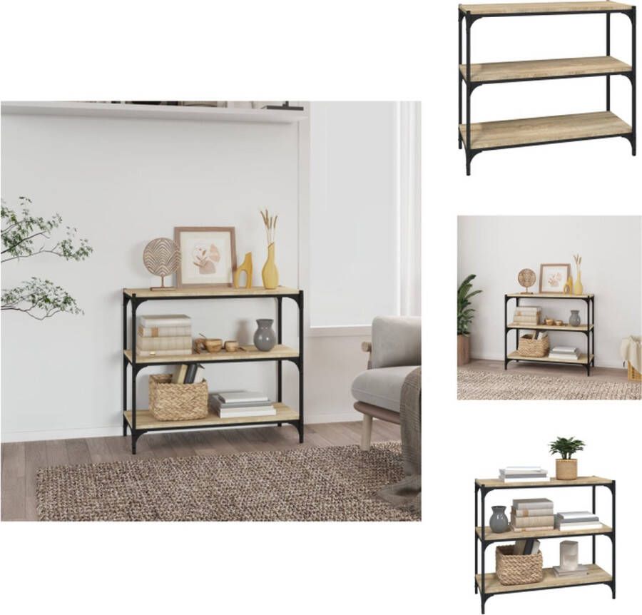 VidaXL -Boekenkast-80x33x70 5-cm-hout-en-staal-sonoma-eikenkleur - Foto 2