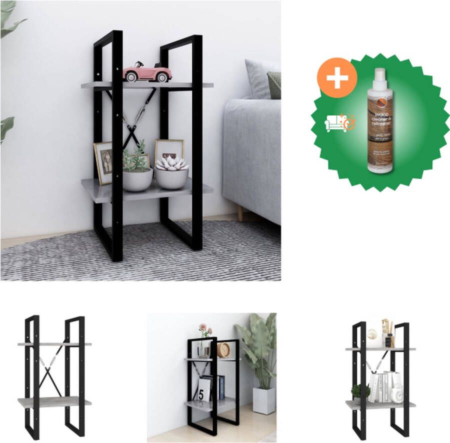VidaXL Boekenkast met 2 schappen 40x30x70 cm spaanplaat betongrijs Kast Inclusief Houtreiniger en verfrisser