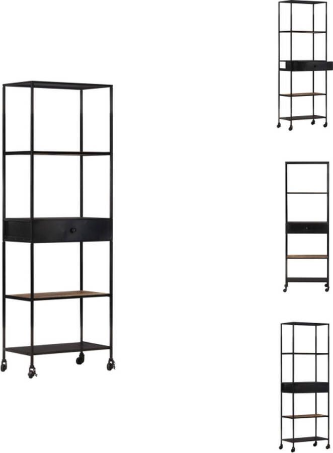 VidaXL Boekenkast Boekenkasten Boekenschap Boekenschappen Boekenkast 60x35x180 cm ruw mangohout en ijzer