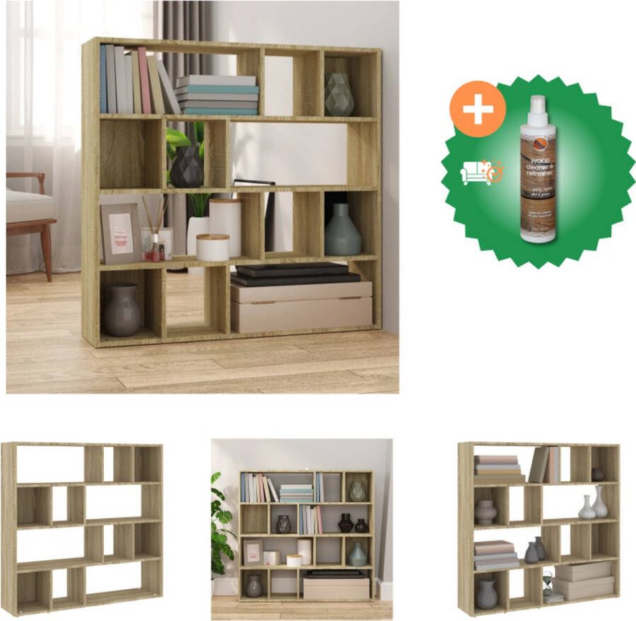 VidaXL Boekenkast Kamerscherm 105 x 24 x 102 cm Sonoma Eiken Sterk Stabiel Vochtbestendig Kamerscherm Inclusief Houtreiniger en verfrisser