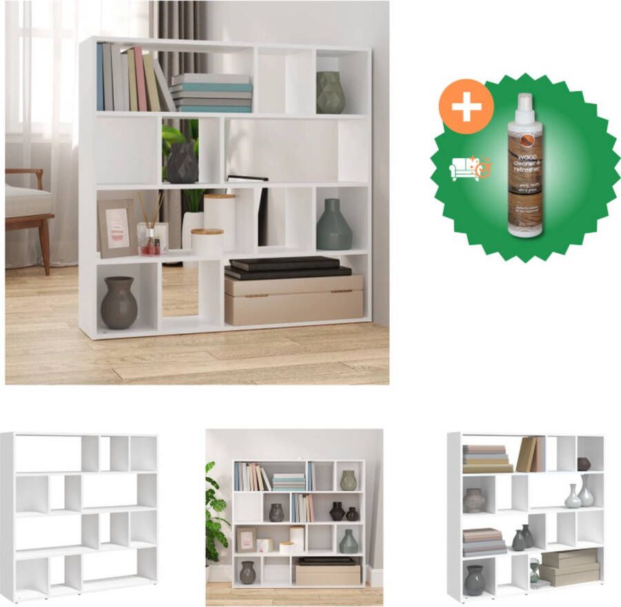VidaXL Boekenkast Kamerscherm 105 x 24 x 102 cm Wit Kamerscherm Inclusief Houtreiniger en verfrisser
