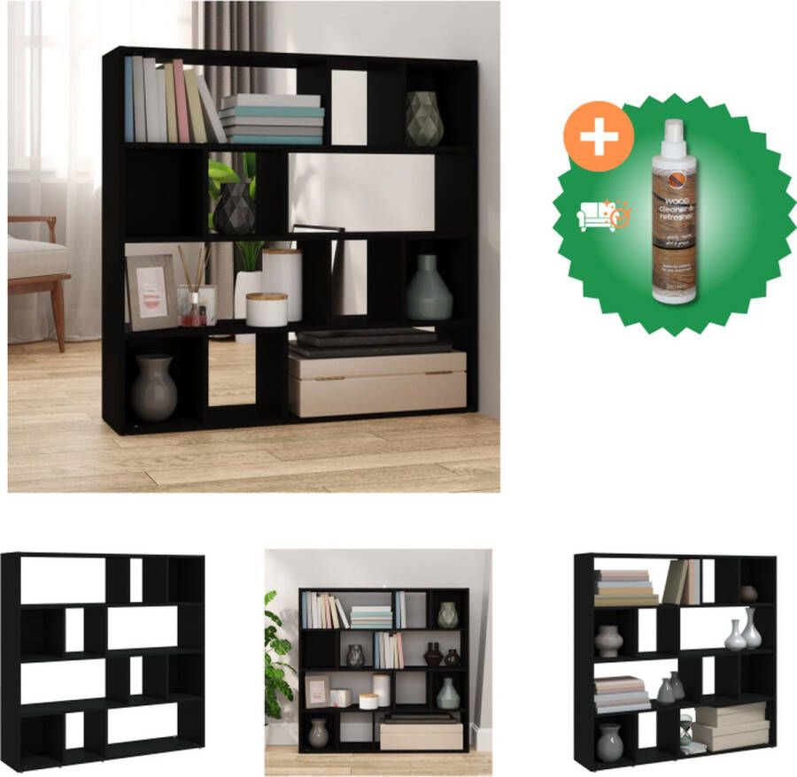 VidaXL Boekenkast Kamerscherm 105 x 24 x 102 cm Zwart Kamerscherm Inclusief Houtreiniger en verfrisser