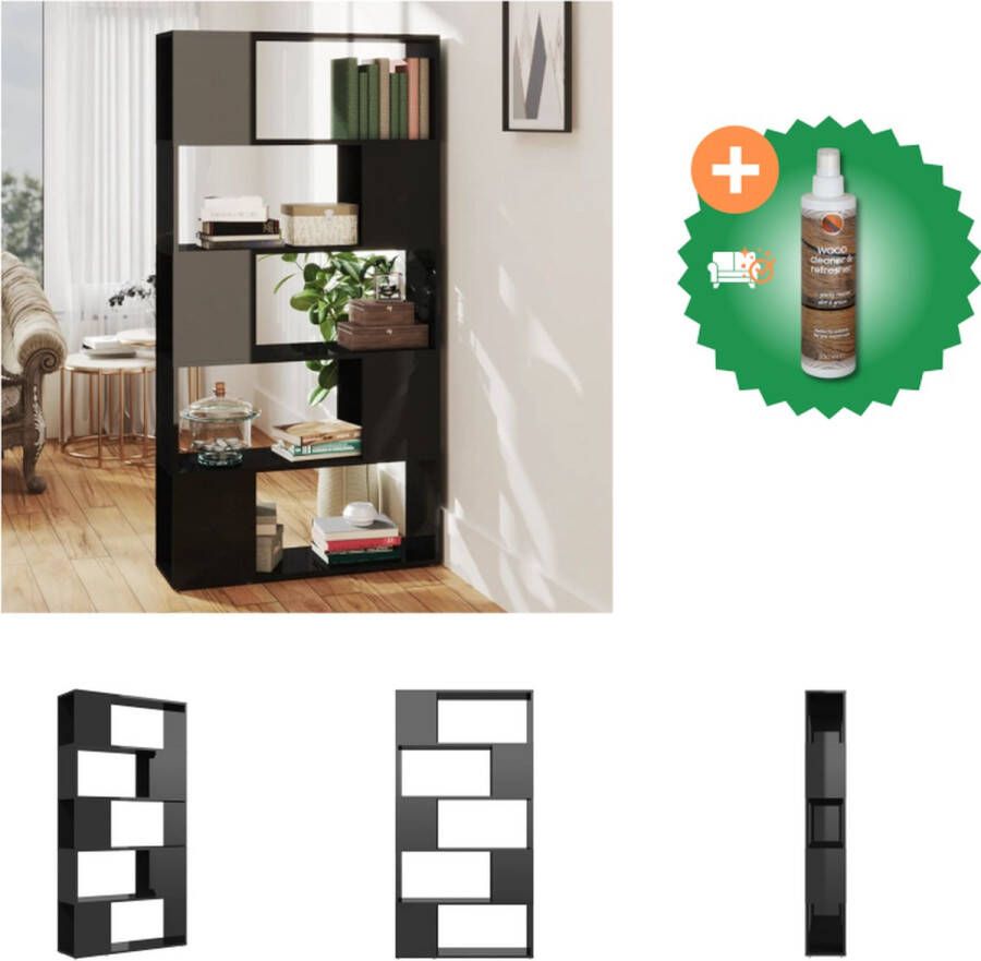 VidaXL Boekenkast kamerscherm 80x24x155 cm spaanplaat hoogglans zwart Kast Inclusief Houtreiniger en verfrisser
