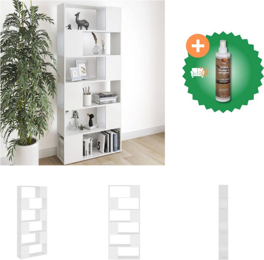 VidaXL Boekenkast Kamerscherm 80 x 24 x 186 cm Wit Montage vereist Stevig en duurzaam Kast Inclusief Houtreiniger en verfrisser