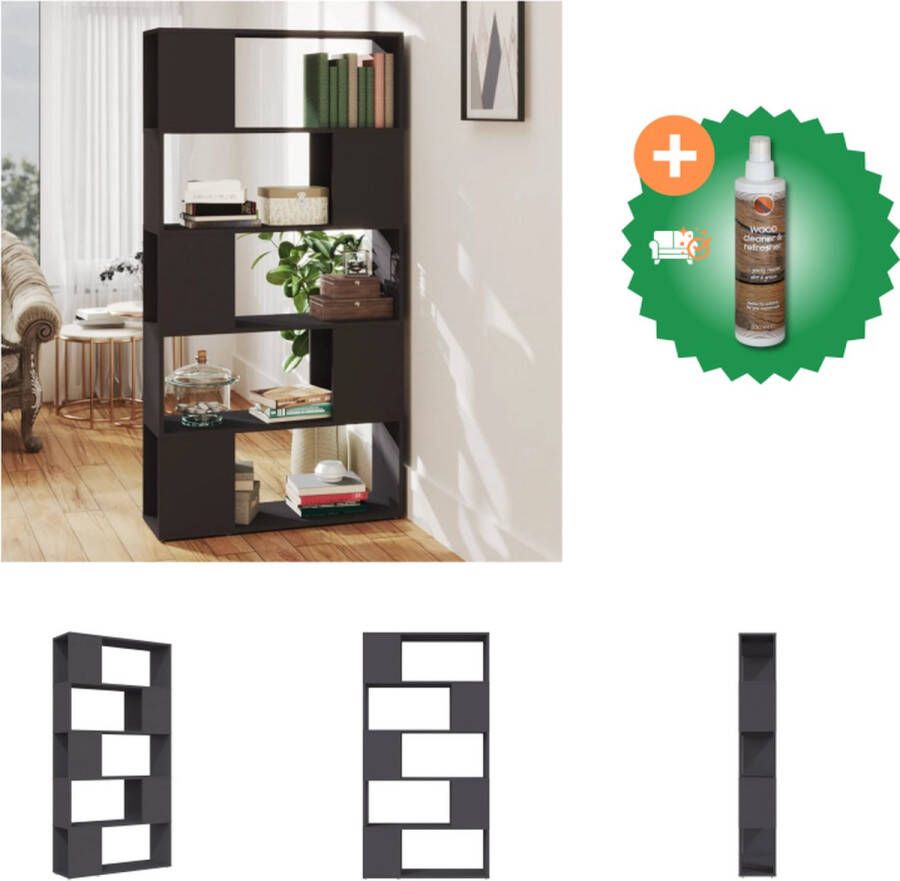 VidaXL Boekenkast kamerscherm 80x24x155 cm spaanplaat grijs Kast Inclusief Houtreiniger en verfrisser