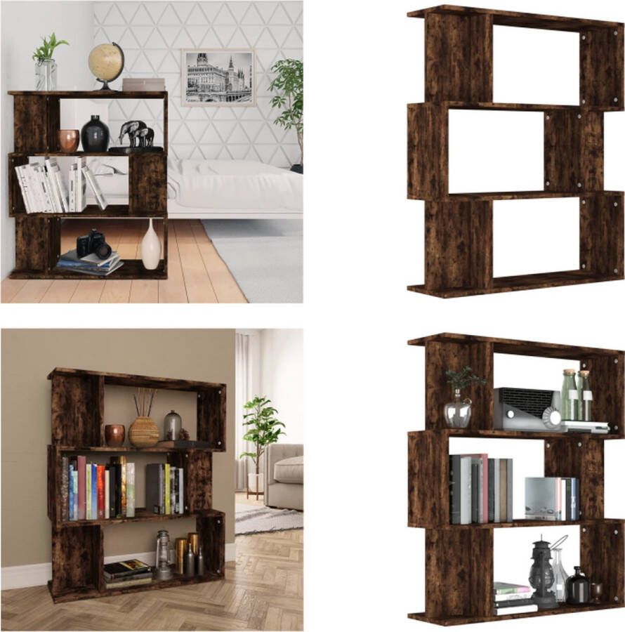 VidaXL Boekenkast kamerscherm 80x24x96 cm bewerkt hout gerookt eiken Boekenkast Boekenkasten Boekenschap Boekenstandaard