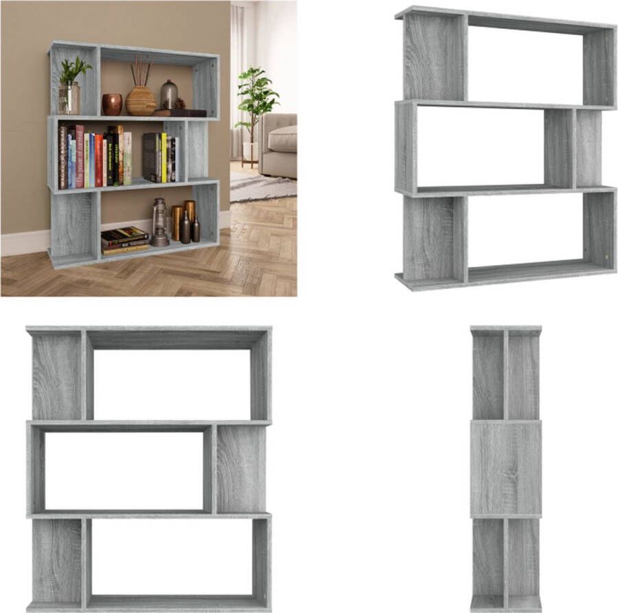 vidaXL Boekenkast kamerscherm 80x24x96 cm bewerkt hout grijs sonoma Boekenkast Boekenkasten Boekenschap Boekenstandaard