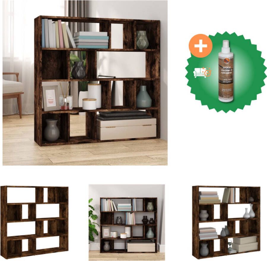 VidaXL Boekenkast kamerscherm 105x24x102 cm gerookt eikenkleurig Kamerscherm Inclusief Houtreiniger en verfrisser