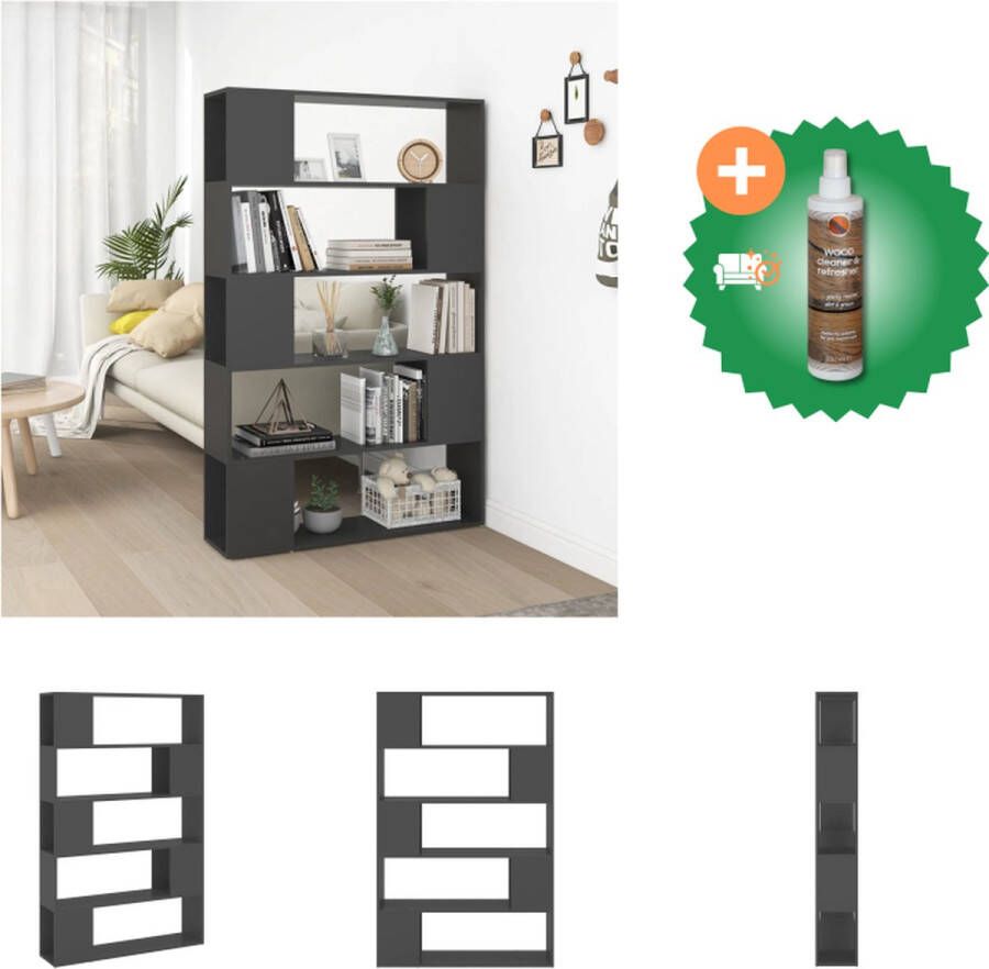 VidaXL Boekenkast kamerscherm 100x24x155 cm spaanplaat grijs Kast Inclusief Houtreiniger en verfrisser