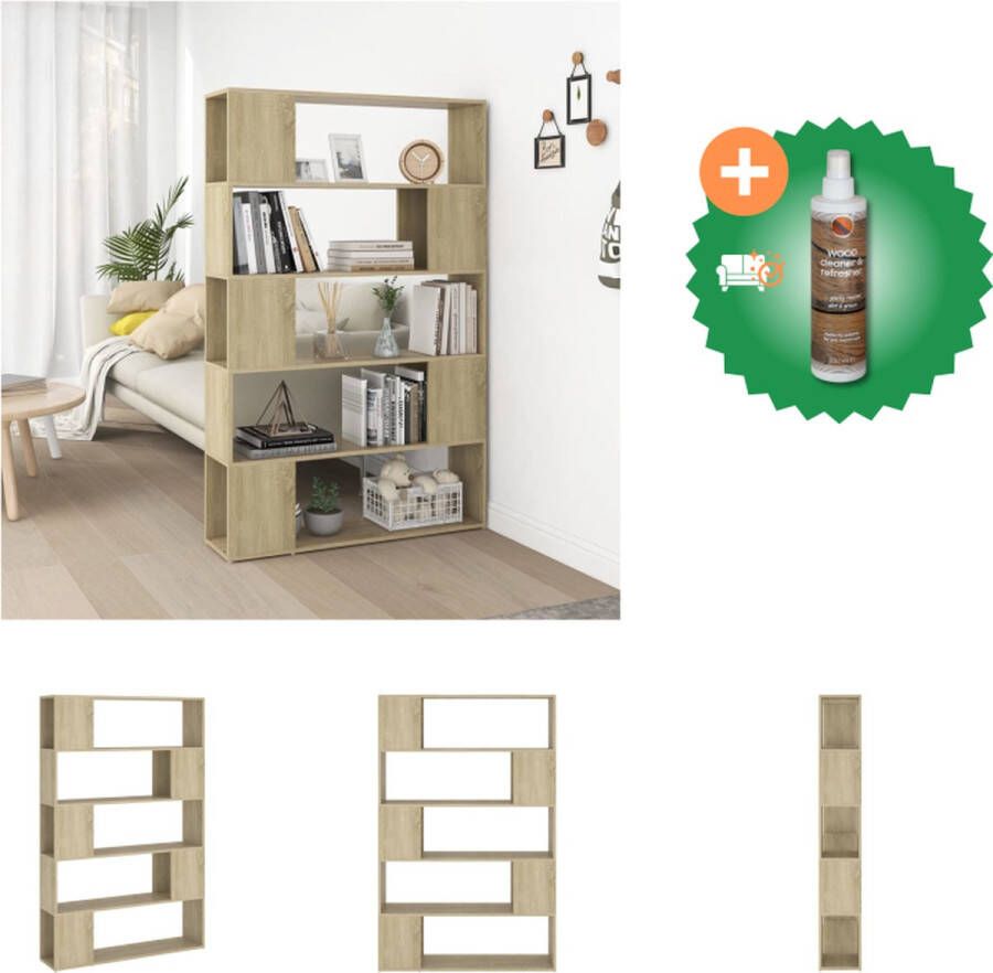 VidaXL Boekenkast kamerscherm 100x24x155 cm spaanplaat sonoma eiken Kast Inclusief Houtreiniger en verfrisser