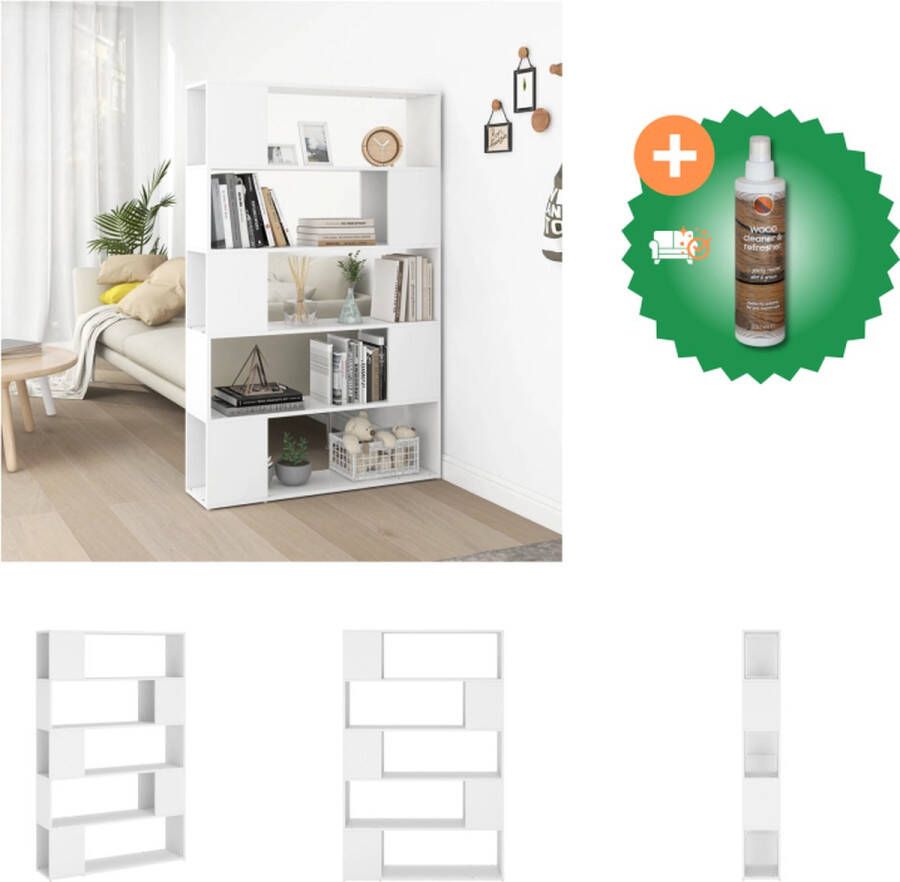 VidaXL Boekenkast kamerscherm 100x24x155 cm bewerkt hout wit Kast Inclusief Houtreiniger en verfrisser