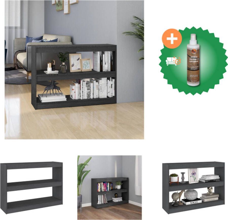 VidaXL Boekenkast Kamerverdeler 100x30x71.5 cm Grijs Massief Grenenhout Kast Inclusief Houtreiniger en verfrisser