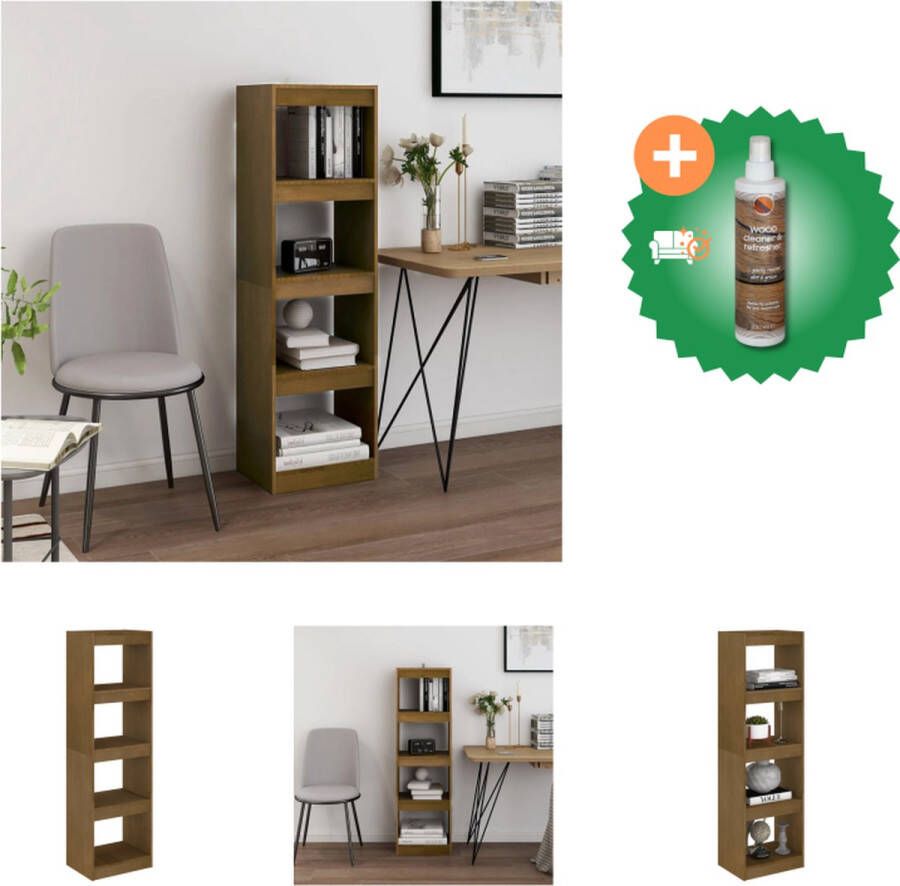 VidaXL Boekenkast Kamerverdeler 40 x 30 x 135.5 cm Honingbruin Massief Grenenhout Kast Inclusief Houtreiniger en verfrisser