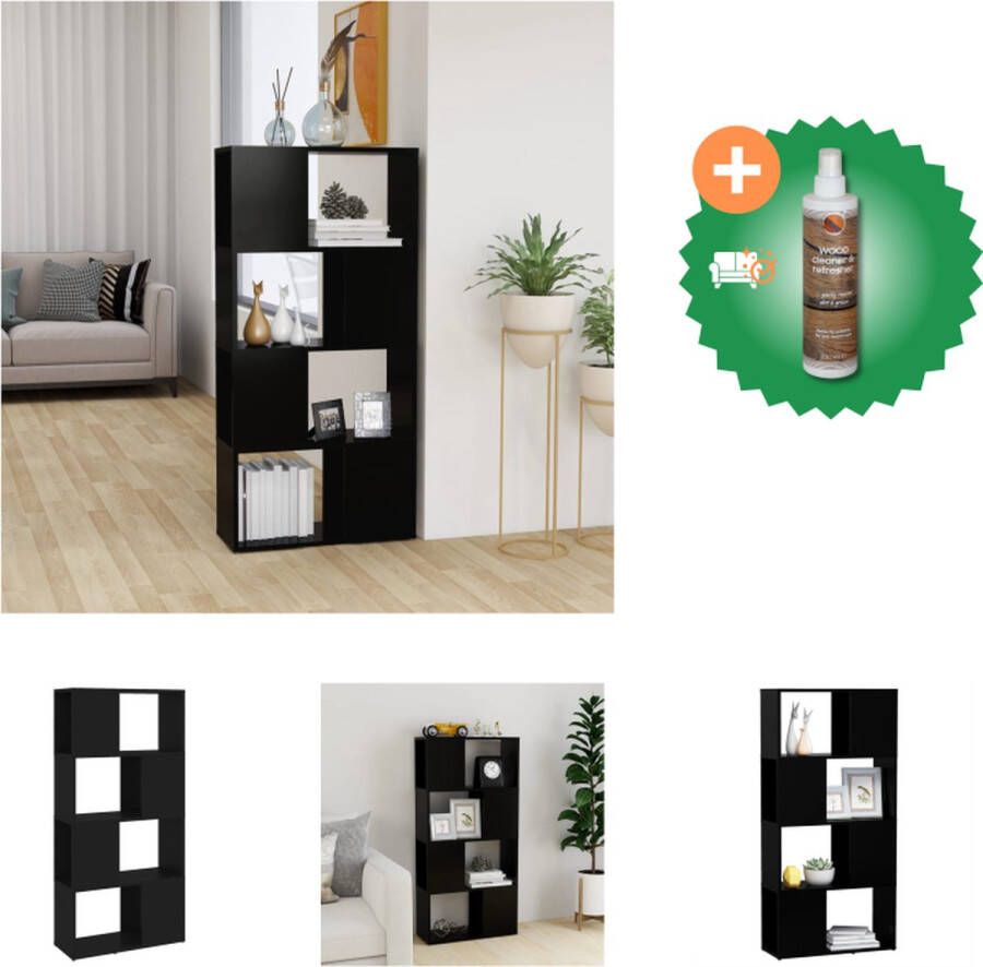 VidaXL Boekenkast Kamerverdeler 60 x 24 x 124.5 cm Zwart spaanplaat Kast Inclusief Houtreiniger en verfrisser