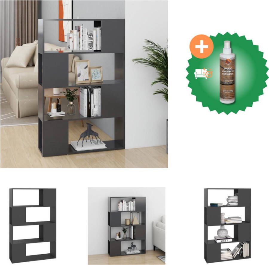 VidaXL Boekenkast Kamerverdeler 80 x 24 x 124.5 cm Grijs Montage vereist Kast Inclusief Houtreiniger en verfrisser