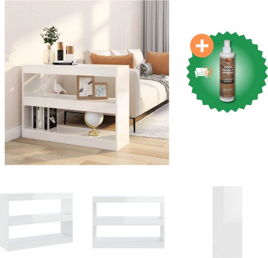 VidaXL Boekenkast kamerscherm 100x30x72 cm hoogglans wit Kast Inclusief Houtreiniger en verfrisser