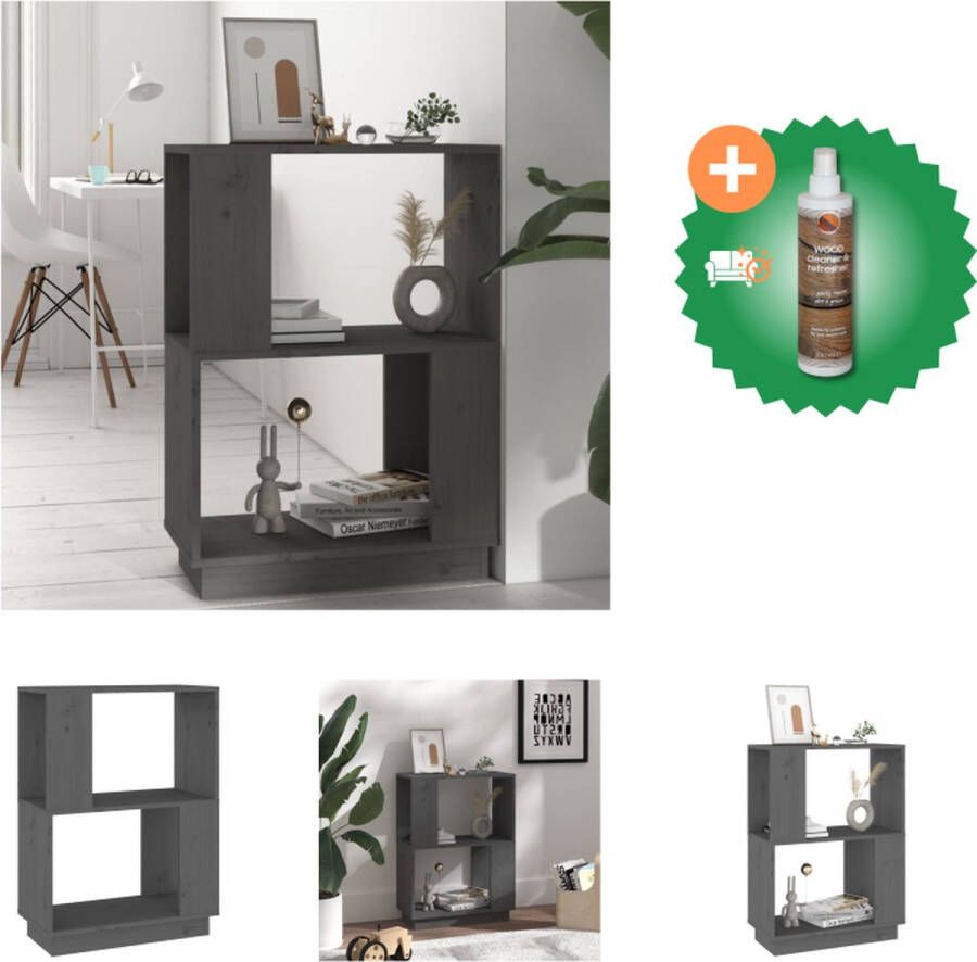 VidaXL Boekenkast Kasten Afmeting- 51x25x70cm Kleur- Grijs Materiaal- Massief grenenhout Kast Inclusief Houtreiniger en verfrisser