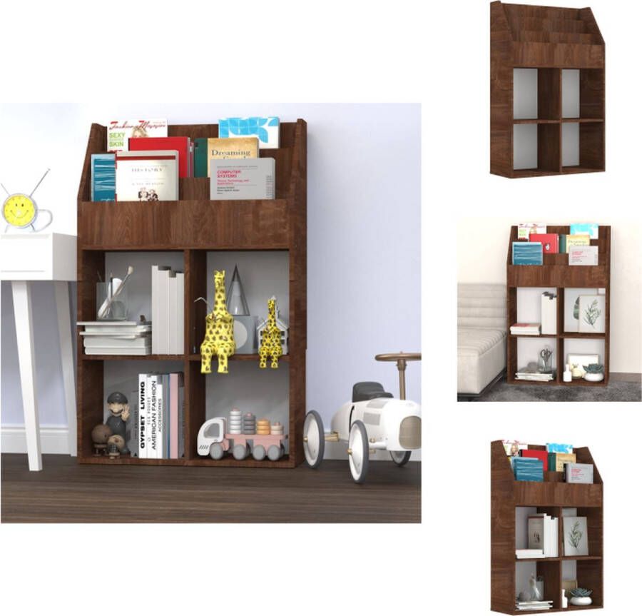 VidaXL Kindertijdschriftenrek Kindertijdschriftenrekken Tijdschriftenrek Voor Kinderen Boekenkast Kindertijdschriftenrek 71x30x114 cm bewerkt hout bruineiken