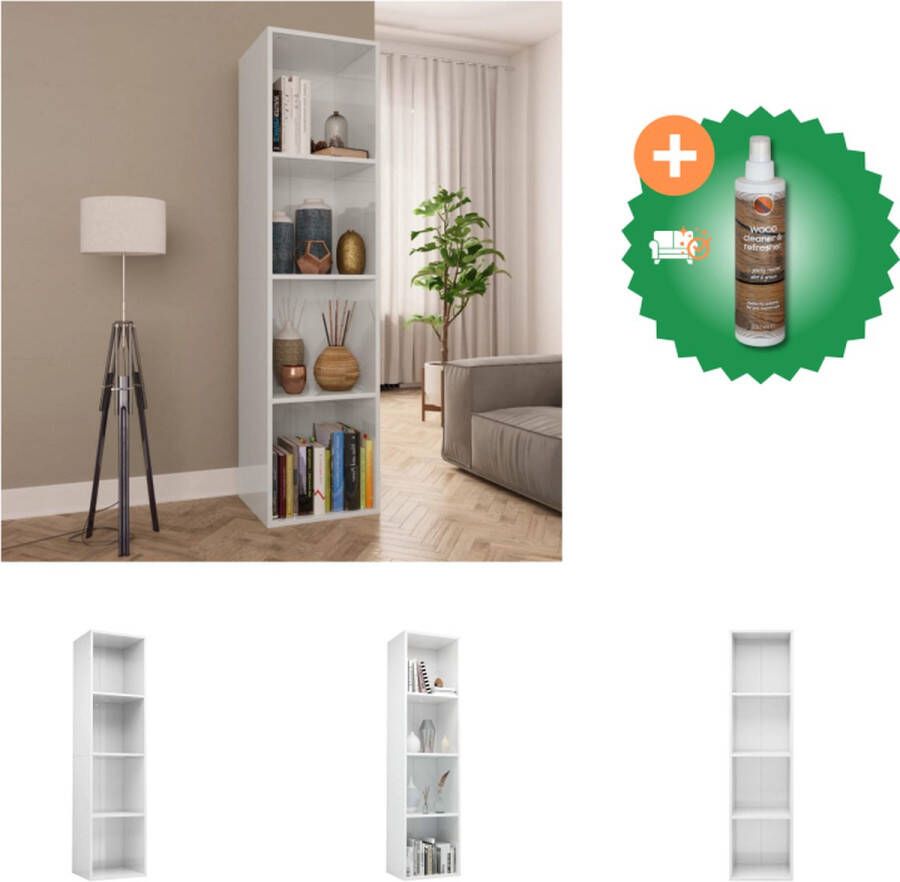 VidaXL Boekenkast tv-meubel 36x30x143 cm bewerkt hout hoogglans wit Kast Inclusief Houtreiniger en verfrisser