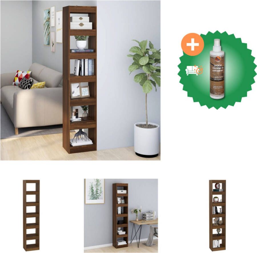 VidaXL Boekenkast kamerscherm 40x30x198 cm bruineikenkleurig Kast Inclusief Houtreiniger en verfrisser