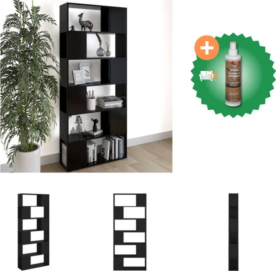 VidaXL Boekenkast kamerscherm 80x24x186 cm spaanplaat zwart Kast Inclusief Houtreiniger en verfrisser