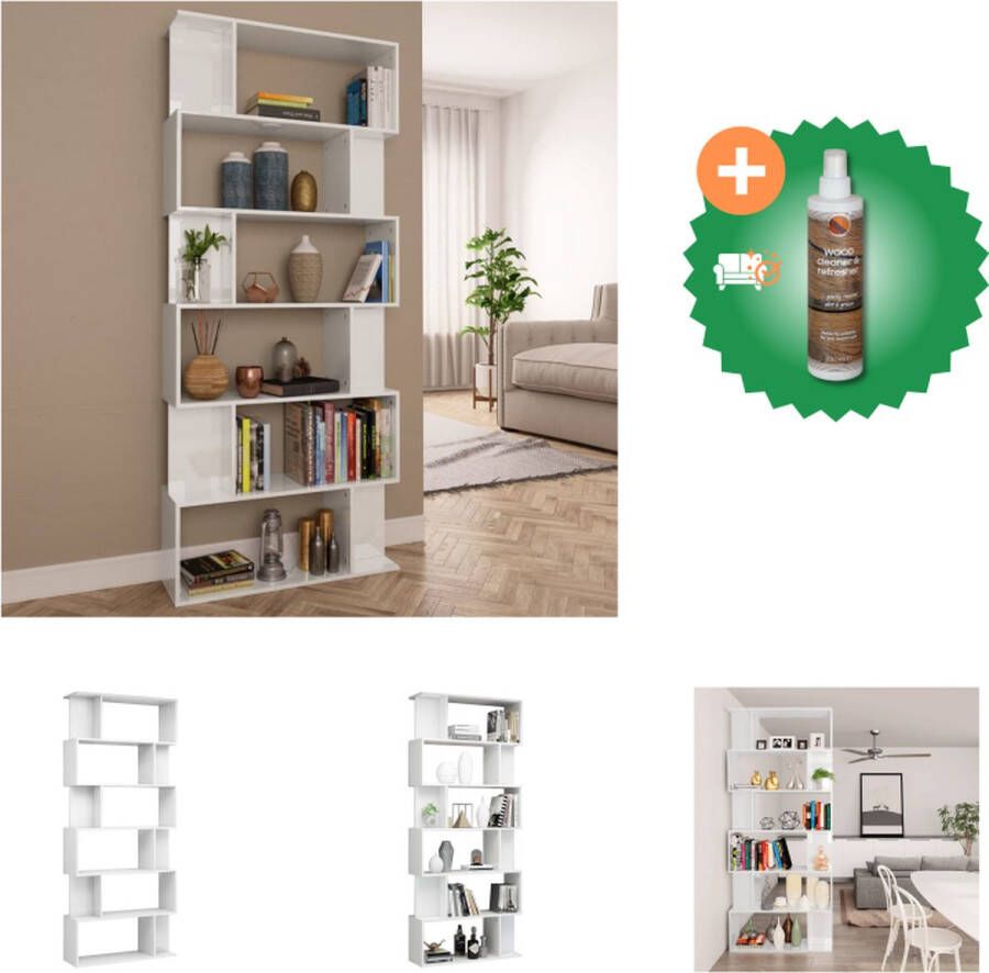 VidaXL Boekenkast Klassiek 80 x 24 x 192 cm Hoogglans wit Kast Inclusief Houtreiniger en verfrisser