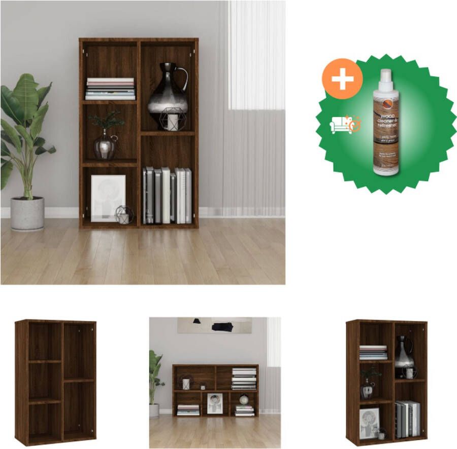 VidaXL Boekenkast dressoir 50x25x80 cm bewerkt hout bruineikenkleurig Kast Inclusief Houtreiniger en verfrisser
