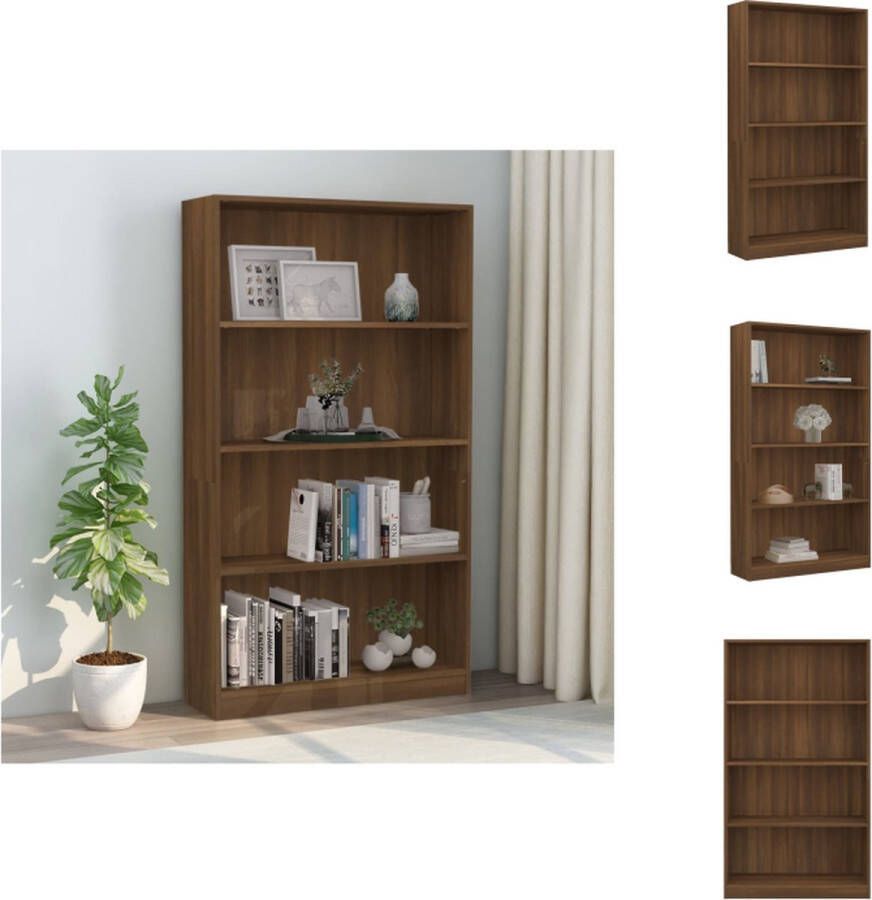 VidaXL Boekenkast Boekenkasten Boekenschap Boekenstandaard Boekenkast met 4 schappen 80x24x142 cm hout bruineikenkleurig