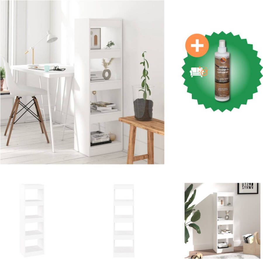 VidaXL Boekenkast Klassiek Wit 40 x 30 x 135 cm Montage vereist Kast Inclusief Houtreiniger en verfrisser