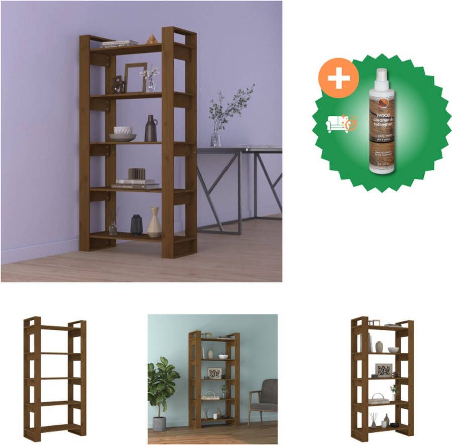 VidaXL Boekenkast kamerscherm 80x35x160 cm massief hout honingbruin Kast Inclusief Houtreiniger en verfrisser