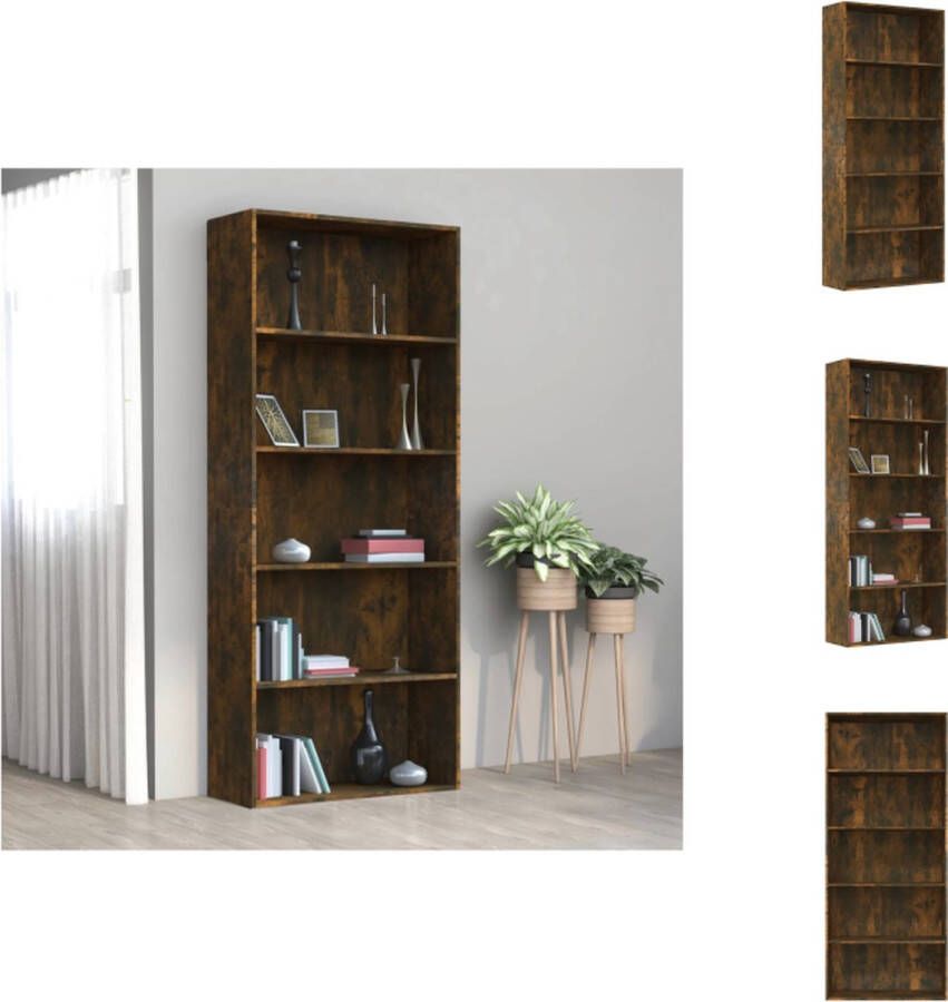 VidaXL Boekenkast Boekenkasten Boekenschap Boekenstandaard Boekenkast 80x30x189 cm bewerkt hout gerookt eikenkleurig
